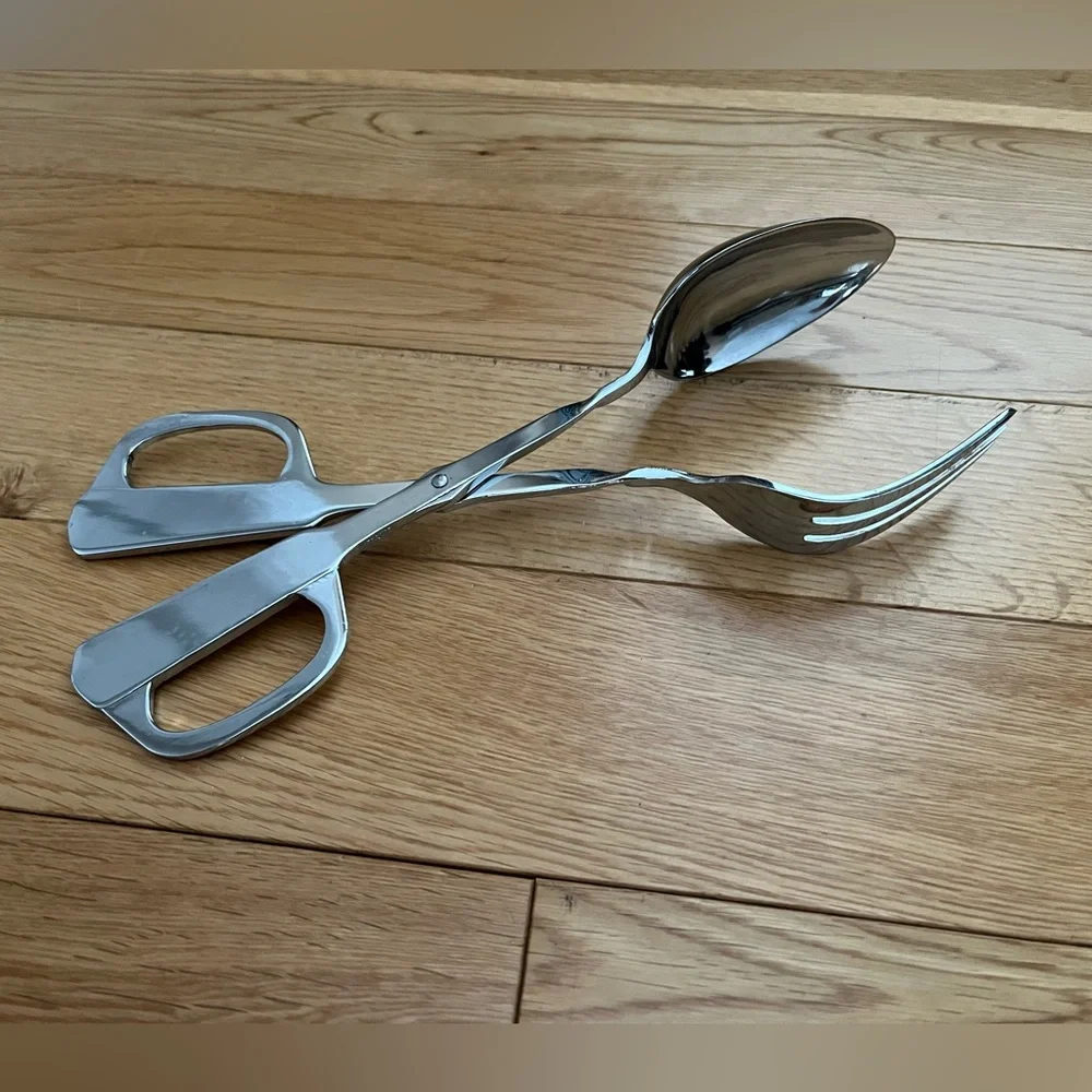 Bon Chef silver metal scissor salad tongs
